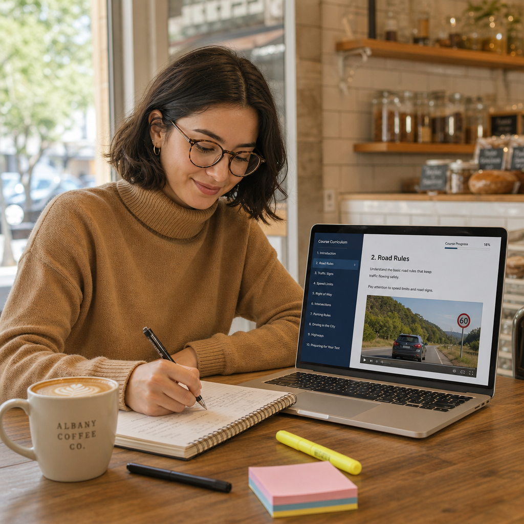 Student taking the NY 5 hour pre-licensing course online in Albany, New York