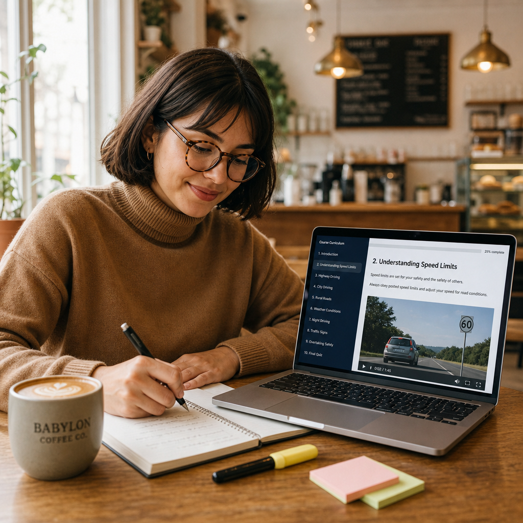 Student taking the NY 5 hour pre-licensing course online in Babylon, New York