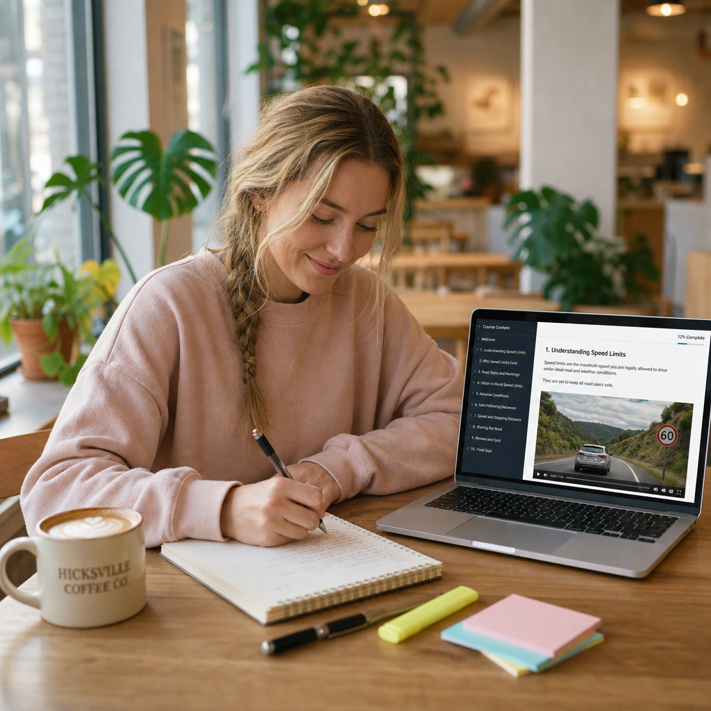 Student taking the NY 5 hour pre-licensing course online in Hicksville, New York