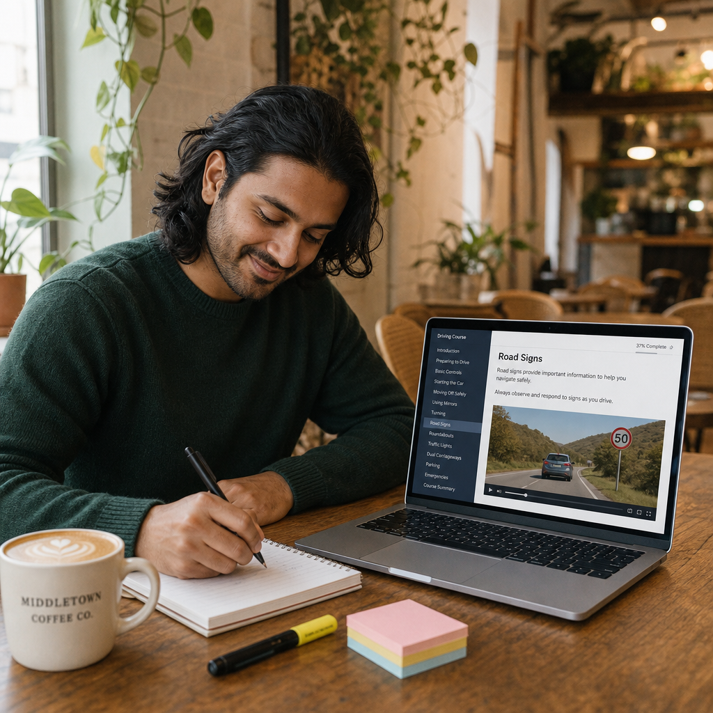 Student taking the NY 5 hour pre-licensing course online in Middletown, New York
