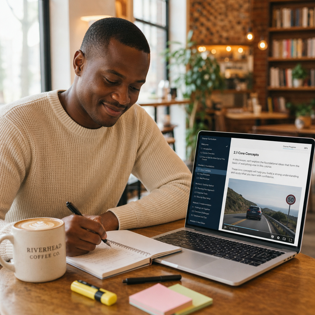 Student taking the NY 5 hour pre-licensing course online in Riverhead, New York