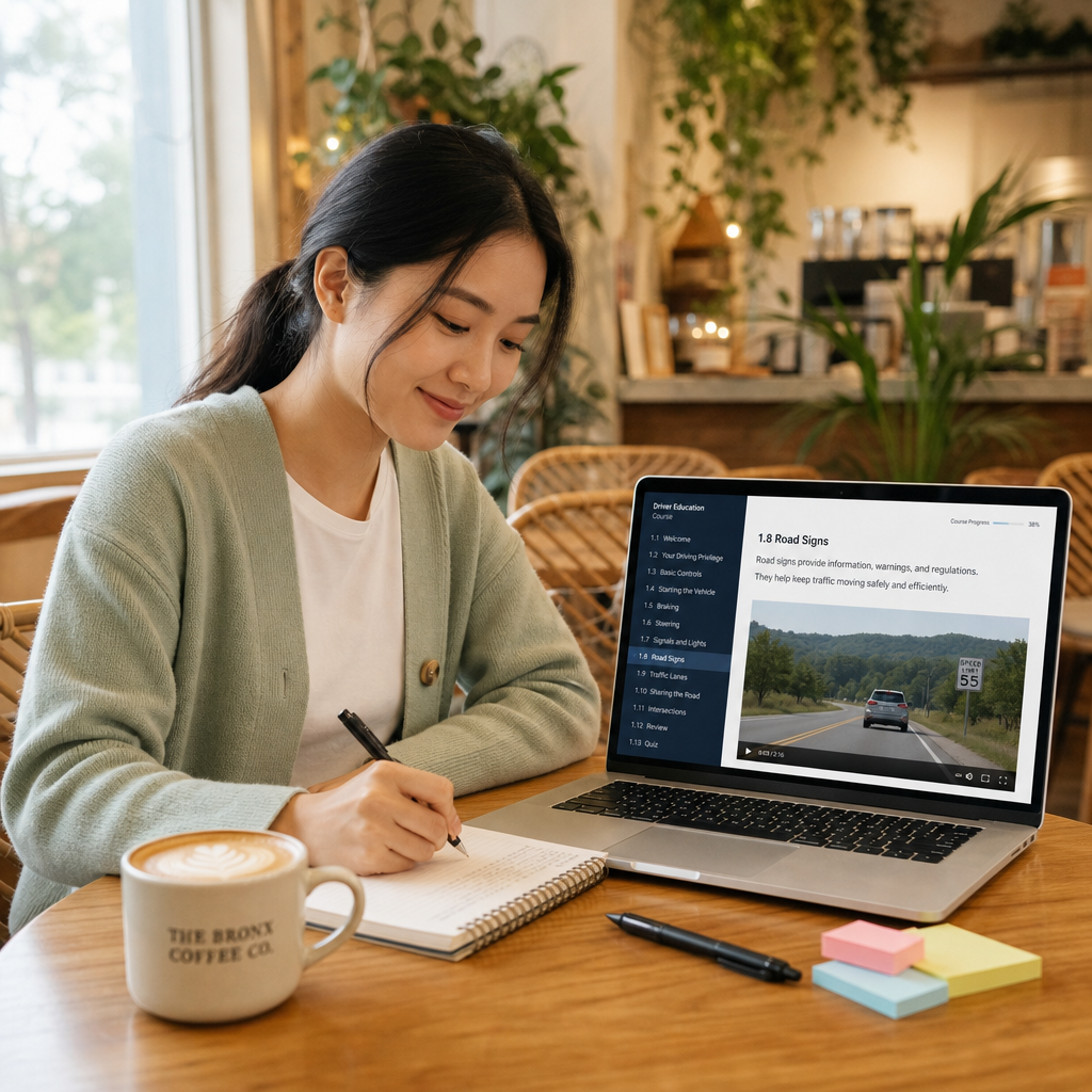 Student taking the NY 5 hour pre-licensing course online in The Bronx, New York
