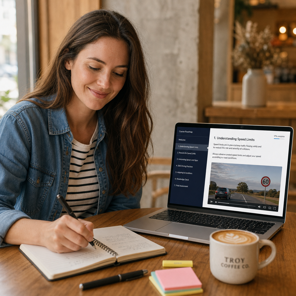 Student taking the NY 5 hour pre-licensing course online in Troy, New York